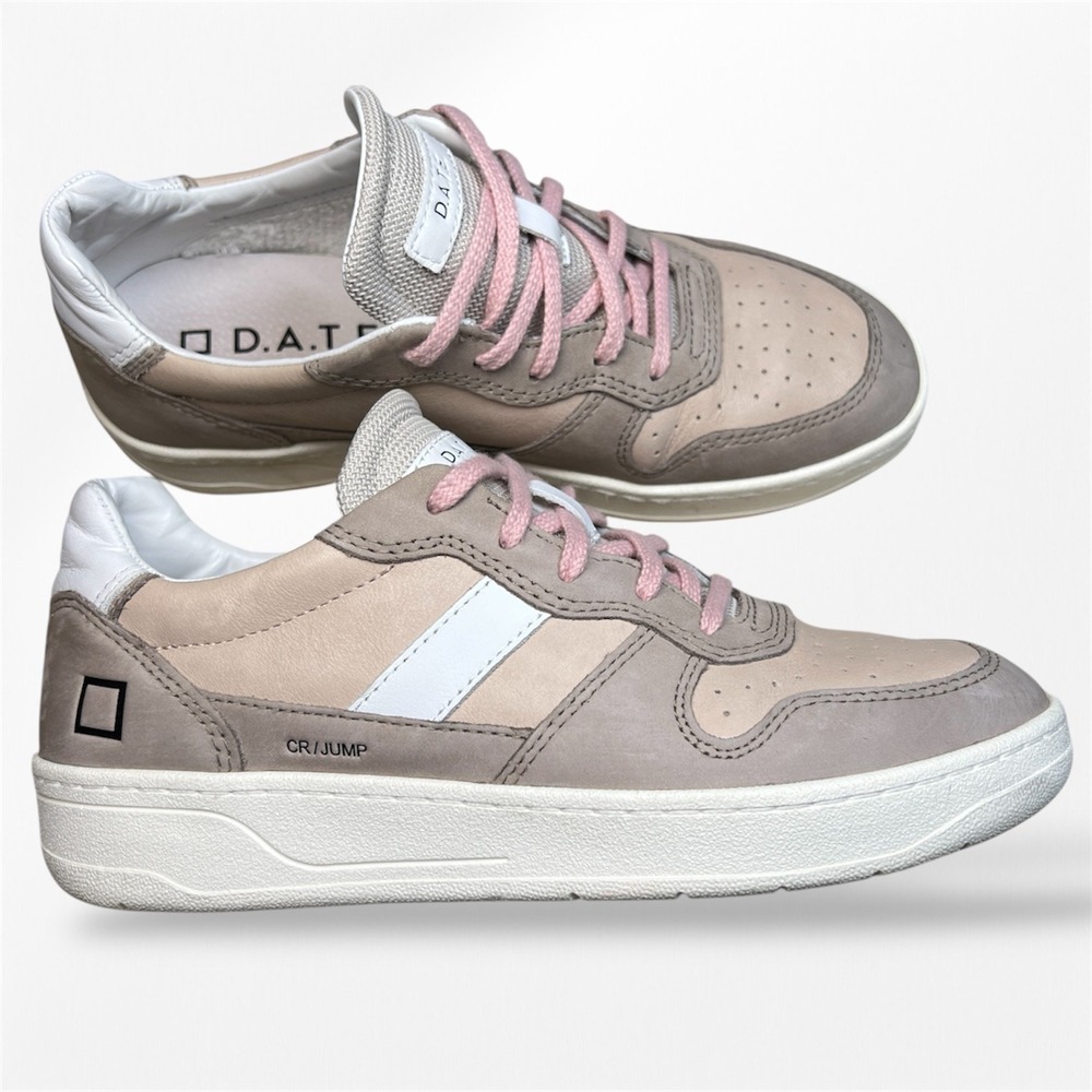 D.A.T.E. CR JUMP Women's Sneakers Pink Laces Beige Grey Size 7